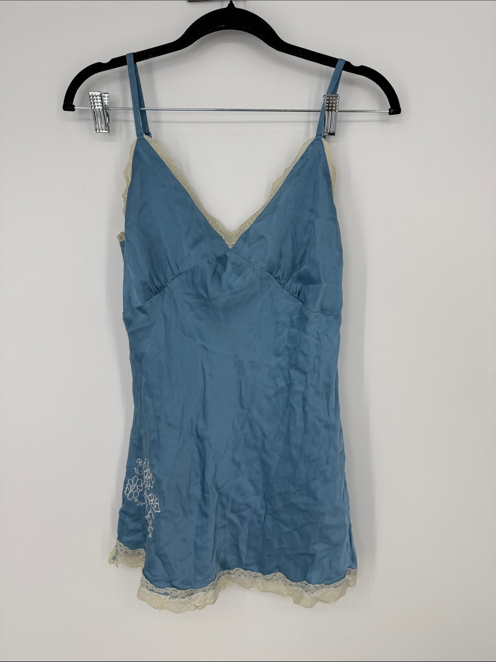 Vintage Y2K 100% silk lace trim long cami size M
